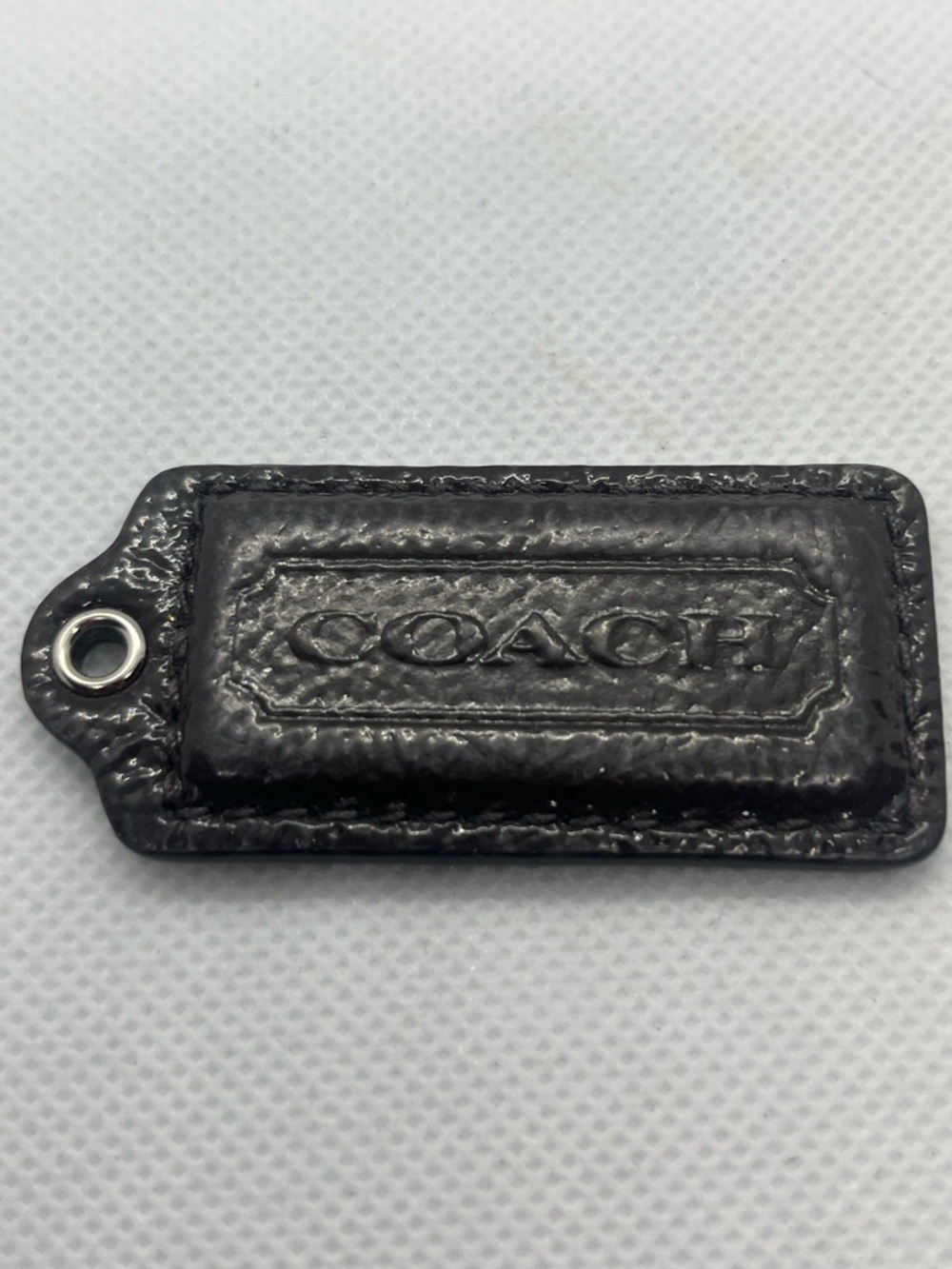 Coach Brown Leather Logo Tag Charm